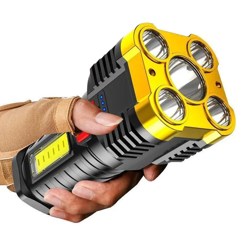 3 Lighting Modes for Camping Adventure Outdoor 5LED High Power Led Flashlights Rechargeable Camping Spotlight with Side Light