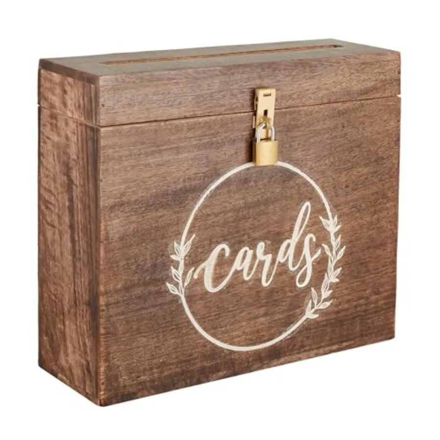 

Коробка для свадебных открыток с прорезью и замком 12x10x4.5 дюймов - Коробка-копилка для пожеланий на свадьбы, приемы, дни рождения, выпускные