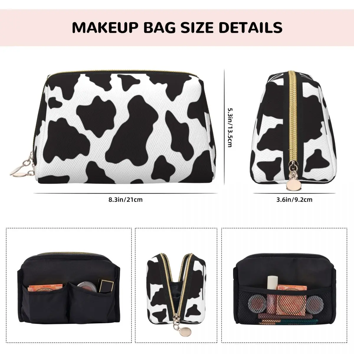 البقرة الحيوان طباعة كاوبوي البلد مزرعة المرأة حقيبة مستحضرات التجميل السفر ماكياج المنظم الحقيبة أدوات الزينة تخزين Dopp عدة #5