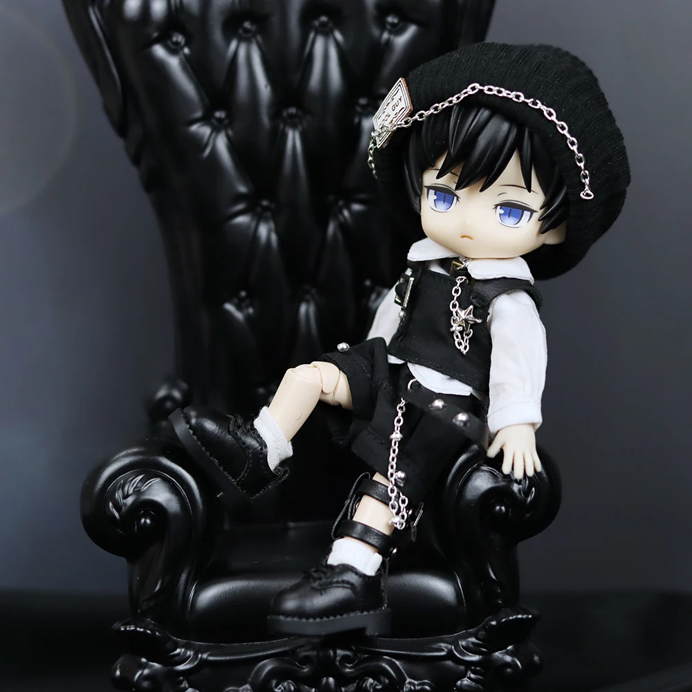 Ob11 Doll Gothic Clothes Uniform Suit Dress Shirt Hat Vest Shorts Set Nendoroids Clothes For Gsc, Obitsu11, Molly, P9, 1/12bjd