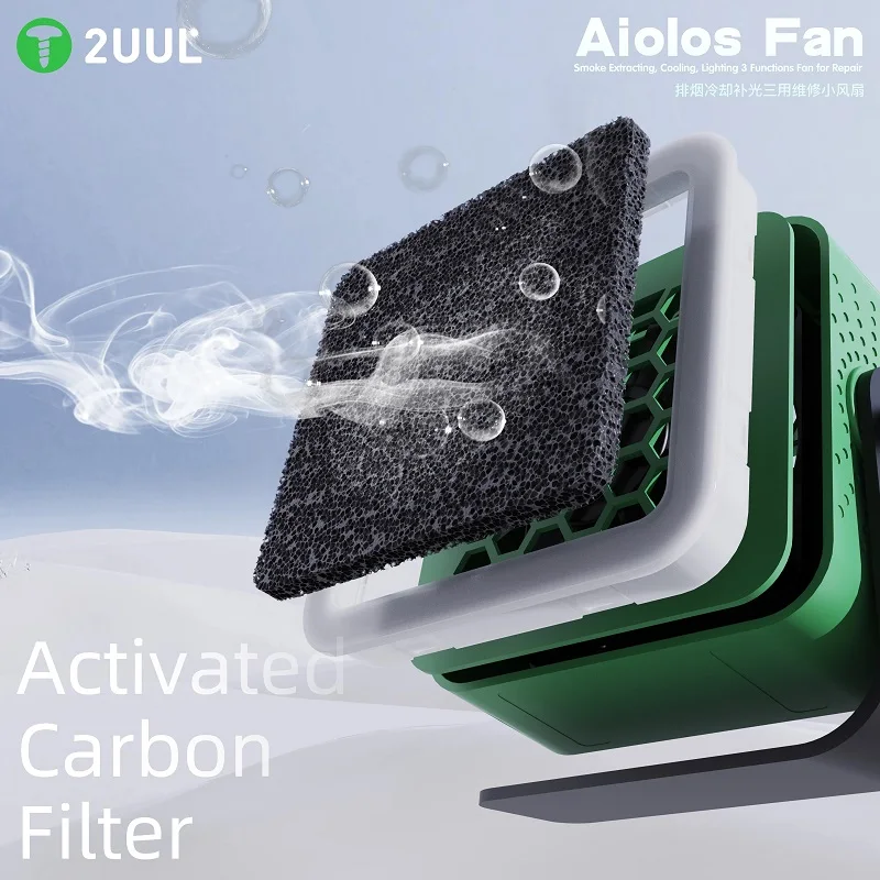 2UUL DA98 Aiolos Small Fan Smoke Extractor Cooling Lighting For Phone Repair With Activated Carbon Filter Superior Purification