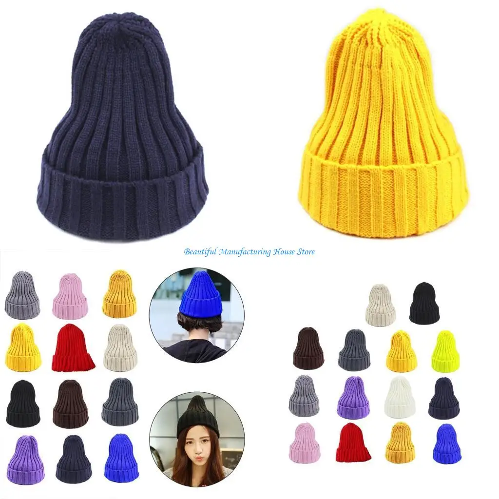 e56a-unisex-winter-ribbed-knit-pointed-beanie-hat-color-cuffed-skull-cap