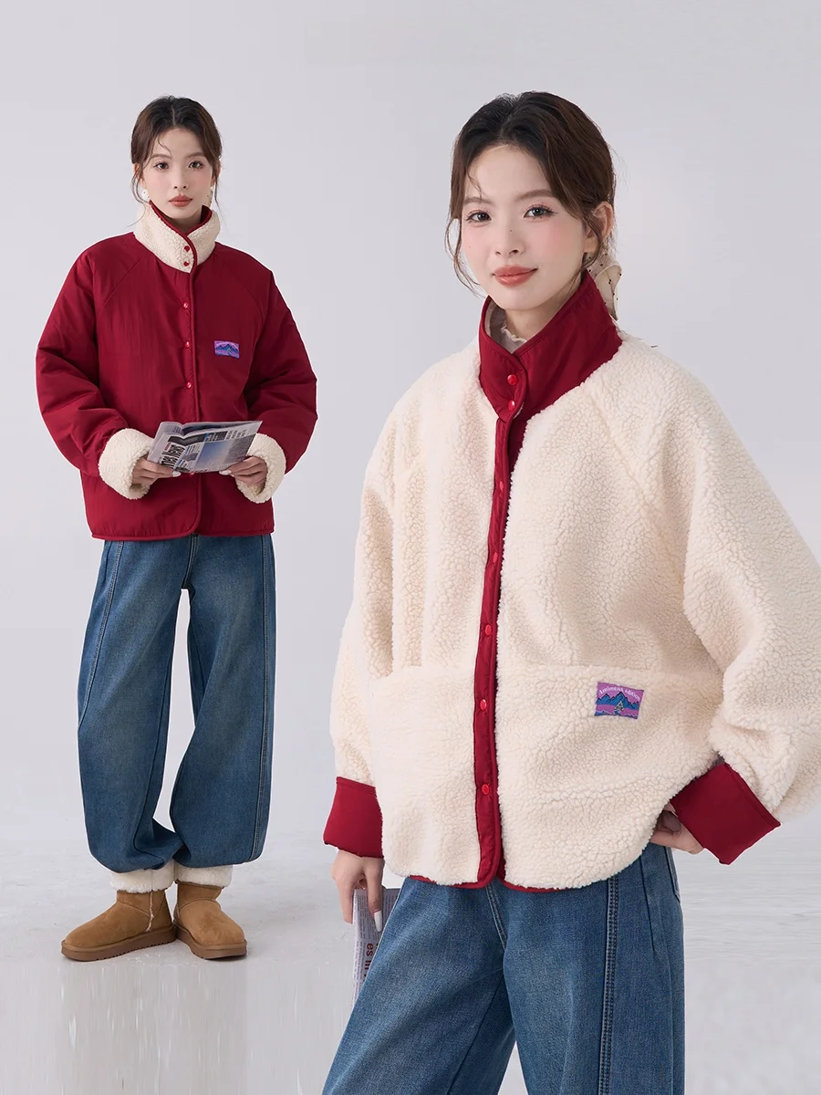 

Active Color Blo American Thiened Jaet из овечьего меха, женское зимнее двустороннее пальто свободного покроя, длинное пальто све