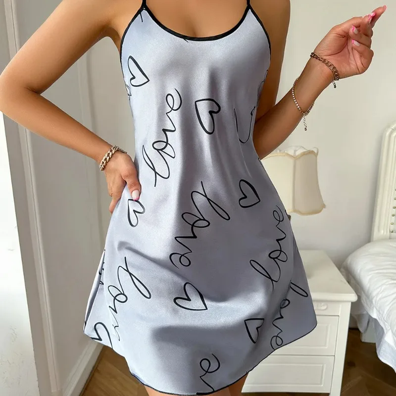 

Sexy Nightwear Women Costume Short Dress Small Suspenders Printed Pure Desire Wind Girls Casual Comfortable Homewear Nightgown
