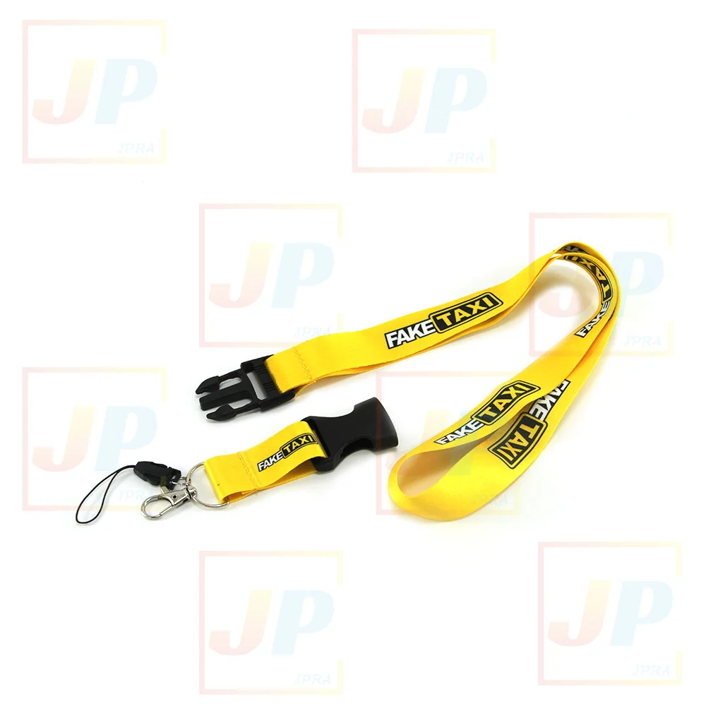 FAKE TAXI JDM Style Yellow Keychain Keyring Wrist Strap Lanyard Double-sided printing Car Modification DIY F1 Racing Gifts