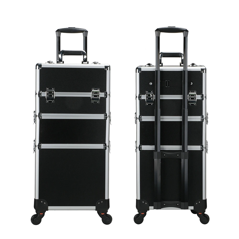 

Hot Selling Trolley Aluminum Makeup Train Case Hairdressing Tools Case Cosmetic Case