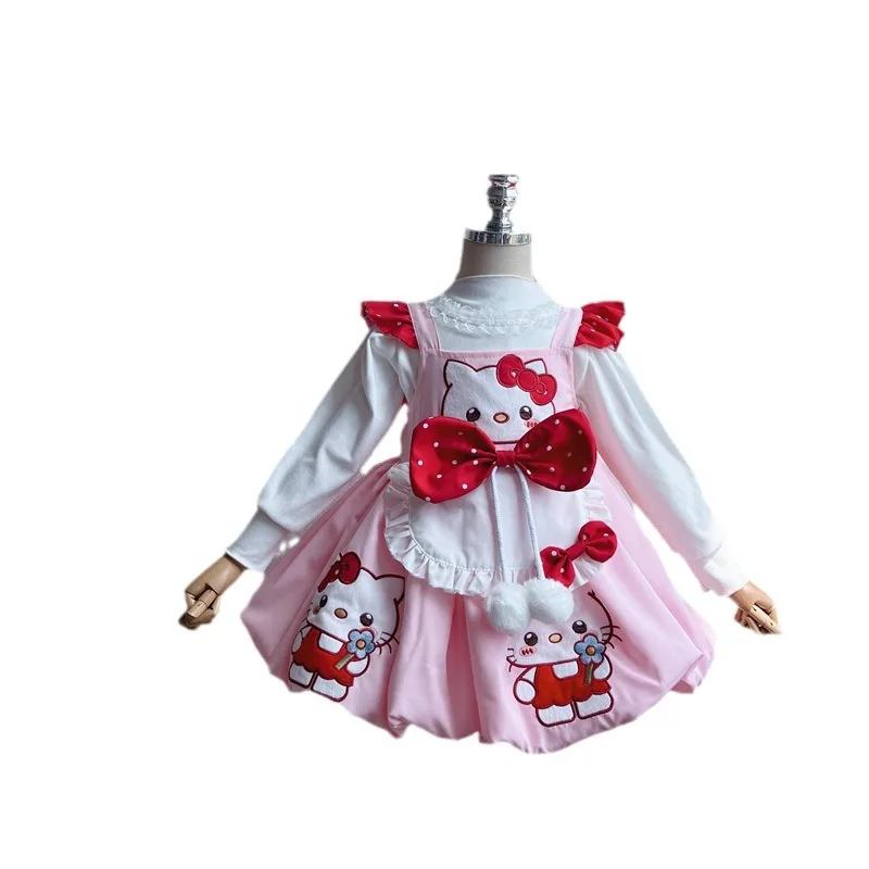 Kawaii Hello Kitty Girls Lolita Princess Dress saniris Kids reggicalze gonna Cosplay Costume festa di compleanno gonna a fiori gonfi