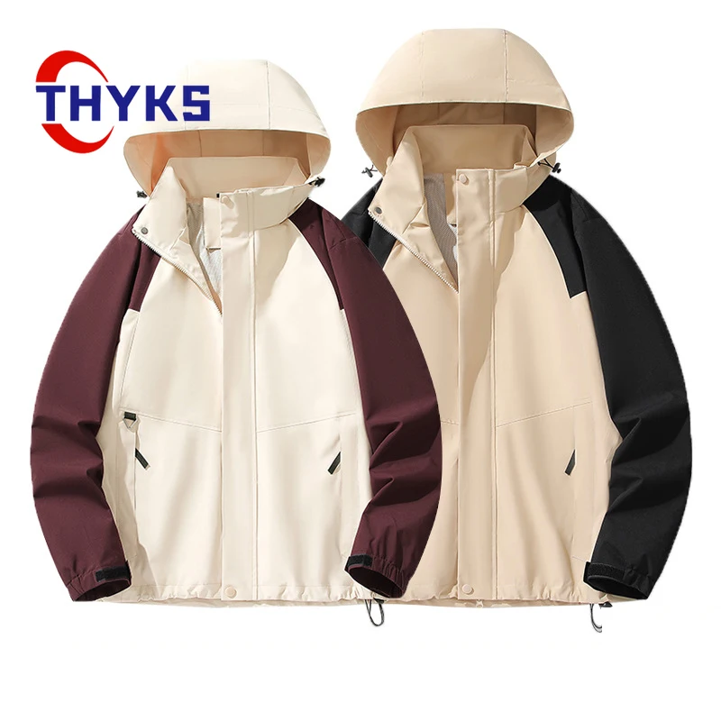 

Outdoor Men's Coat Windproof Waterproof Color Blocking Comfortable Couple Jacket Hiking Camping Hooded Casual Jackets Hombre