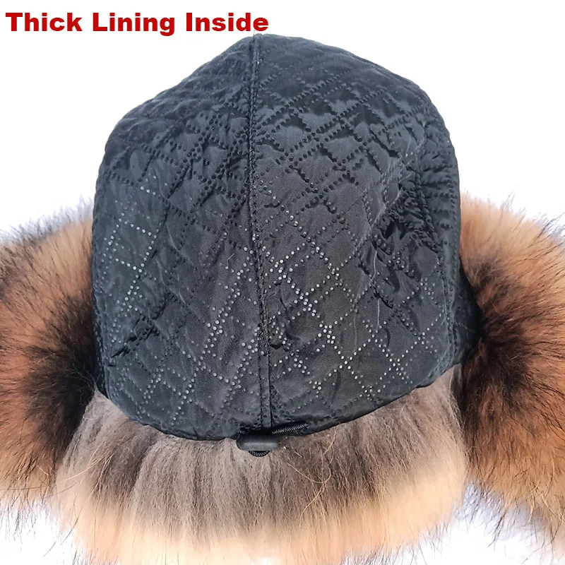 Genuine Sheep Leather Winter Warm Real Fox Fur Cap With Earflap For Men  Hat Thick Female and Male Fashion Winter Earcap Caps