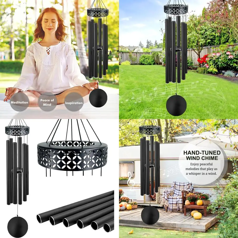 

Большие 6-трубные уличные мемориальные колокольчики, глубокий садовый декор, подарок сочувствия, черный домашний акцент