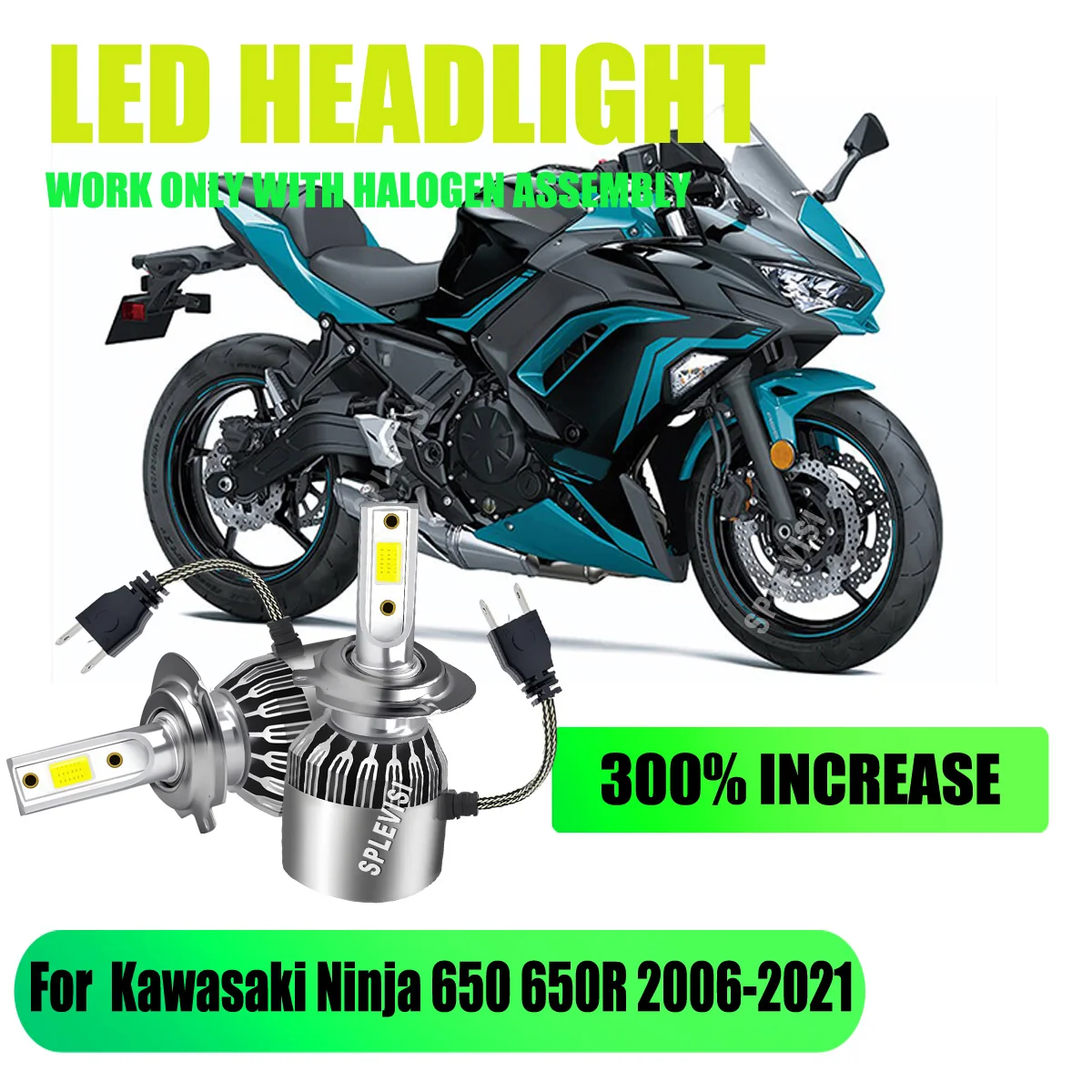 

H7 Headlight LED Bulbs- allowing installation in just minutes For Kawasaki Ninja 650 650R 2006 2007 2008 2009 2010 2011-2021