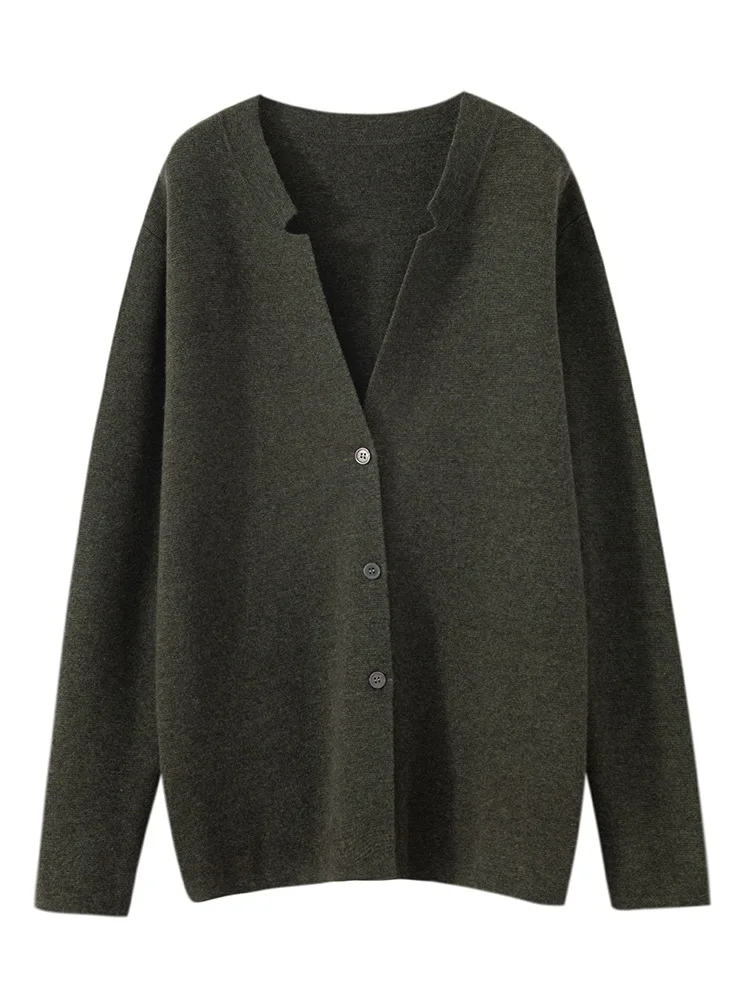 Men's Button Suit Spring Autumn Casual Business Stand up Collar Coat Knitted Cardigan High end Long Sleeves Sweater 100% Wool