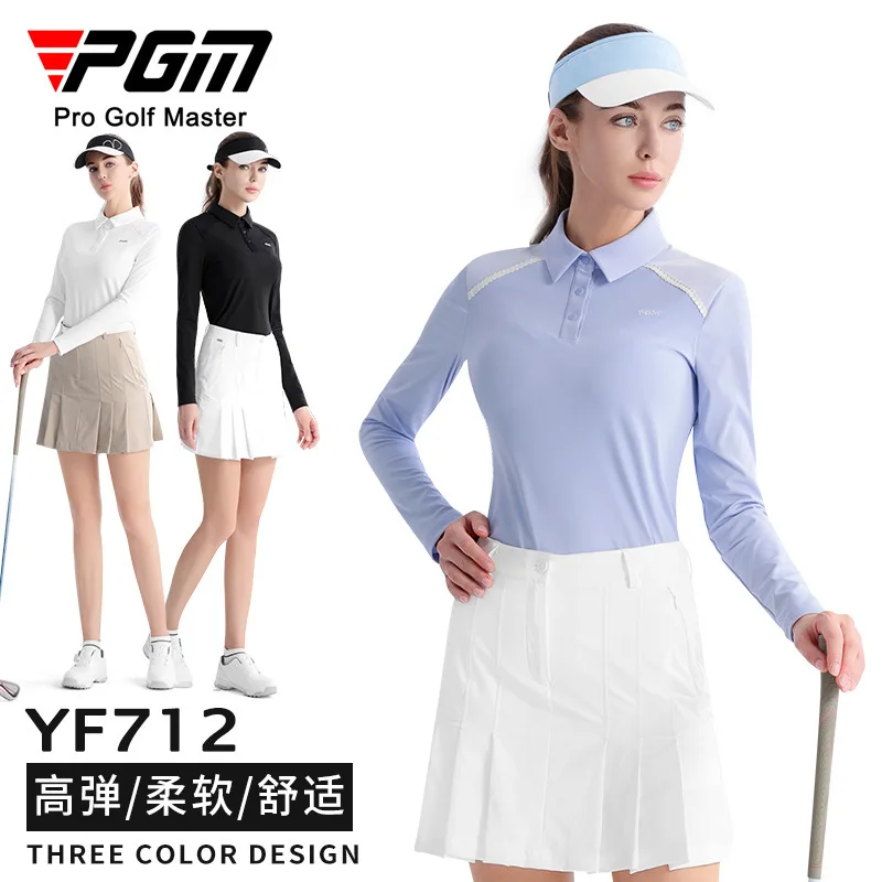 

PGM golf clothing women's summer long-sleeved T-shirt POLO shirt high elastic top thin breathable comfortable sportswear