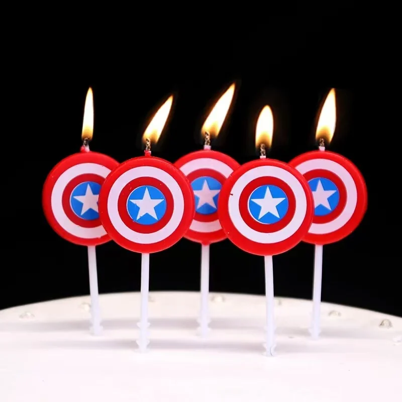 5Pcs/set Marvel Spiderman Candles Anime Figures Boys Birthday Party Decor Candles Hulk Themed Bougies for Kids Boy Shower Gift