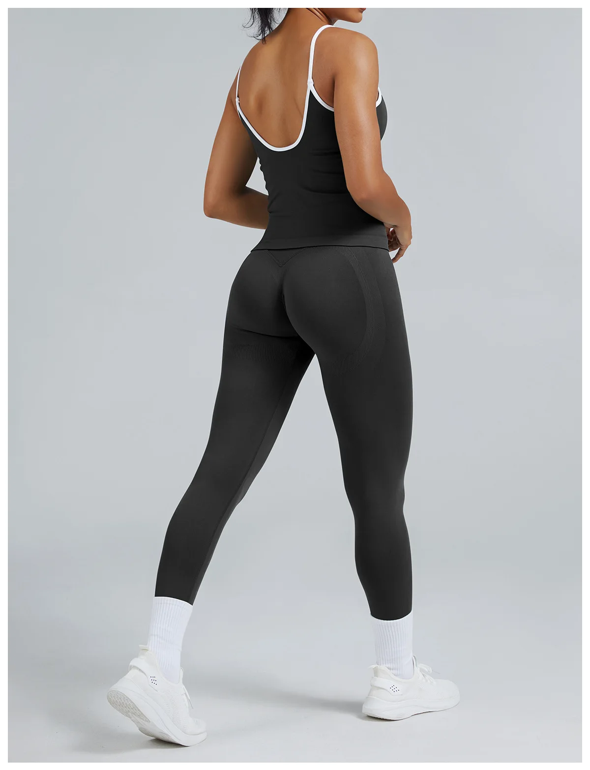 Damen Color-Blocking Gym-Sport-Tops Sommer Yoga Fitness Sexy Rückenfreie Strick-Camisoles mit Brustpolster und Trägern – Detail 15