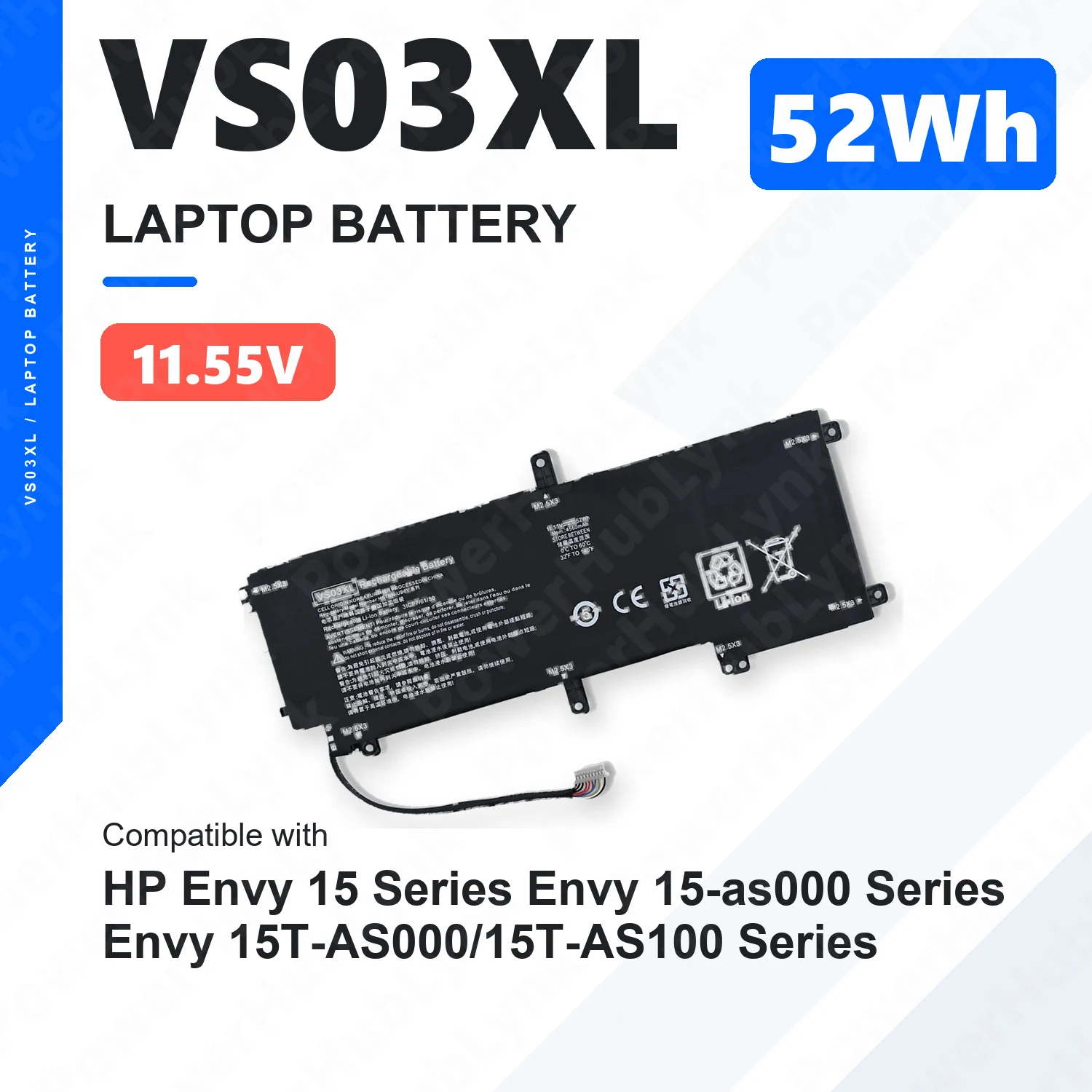 VS03XL 11.55V 52Wh Laptop Battery For HP Envy 15-AS 15T-AS HSTNN-UB6Y TPN-I125 849047-541 849313-850 849313-856 3ICP7/61/80