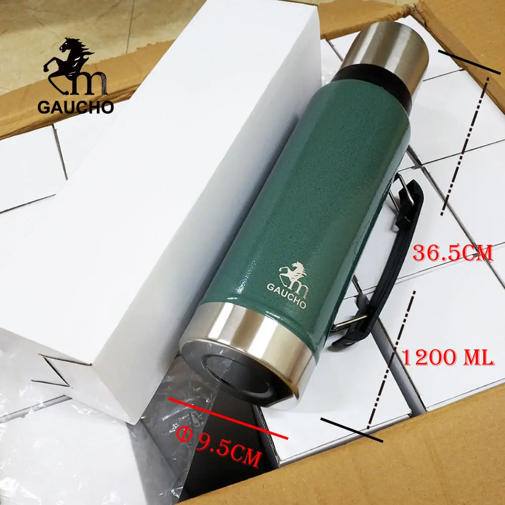 Gaucho Yerba Mate Vakuumflasche Aus Edelstahl 1,3L Auslaufsicher Becherdeckel Tragegriff Mit Aufhängeöse Einsteckbare Bombilla Einfaches Trinken Großhandel – Detail 2