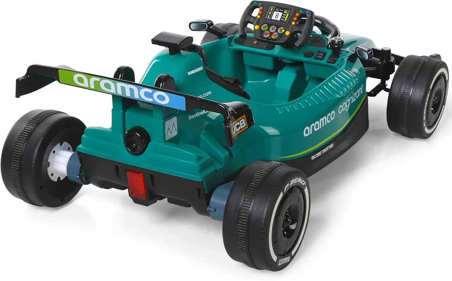 Voiture de course d'équipe Aston Martin Aramco Fórmula Uno 12 V pour 3 à 8 ans, avec télécommande