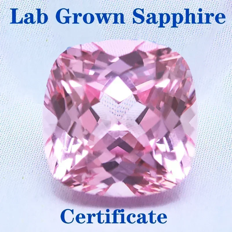 

Lab Grown Sapphire Square Cushion Sunrise Pink Color VVS1 Selectable AGL Certificate Charms Beads Diy Jewelry Making Materials