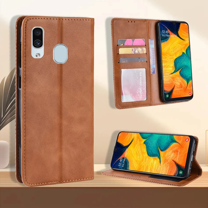 

Старомодный кожаный чехол с магнитной откидной крышкой для Samsung Galaxy A30S A30 S20S A20E A20 A10S A10E A10, чехол-кошелек