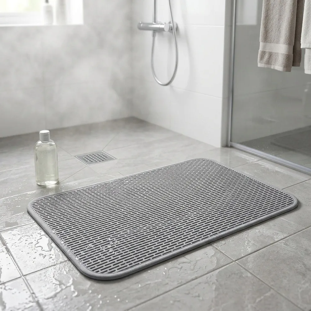 PVC Shower Floor Mat Non Slip Shower Mat Upgraded Soft PVC Material Large for Quick Drain Holes Gentle Foot Comfort Mat