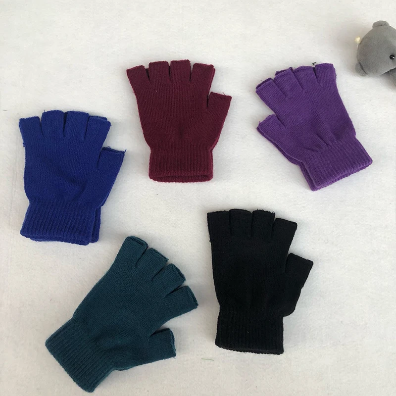 1 Paar gestrickte halbe Finger finger lose Handschuhe Männer Frauen Winter warm einfarbig verdickte Halb finger Wolle Outdoor-Handschuhe