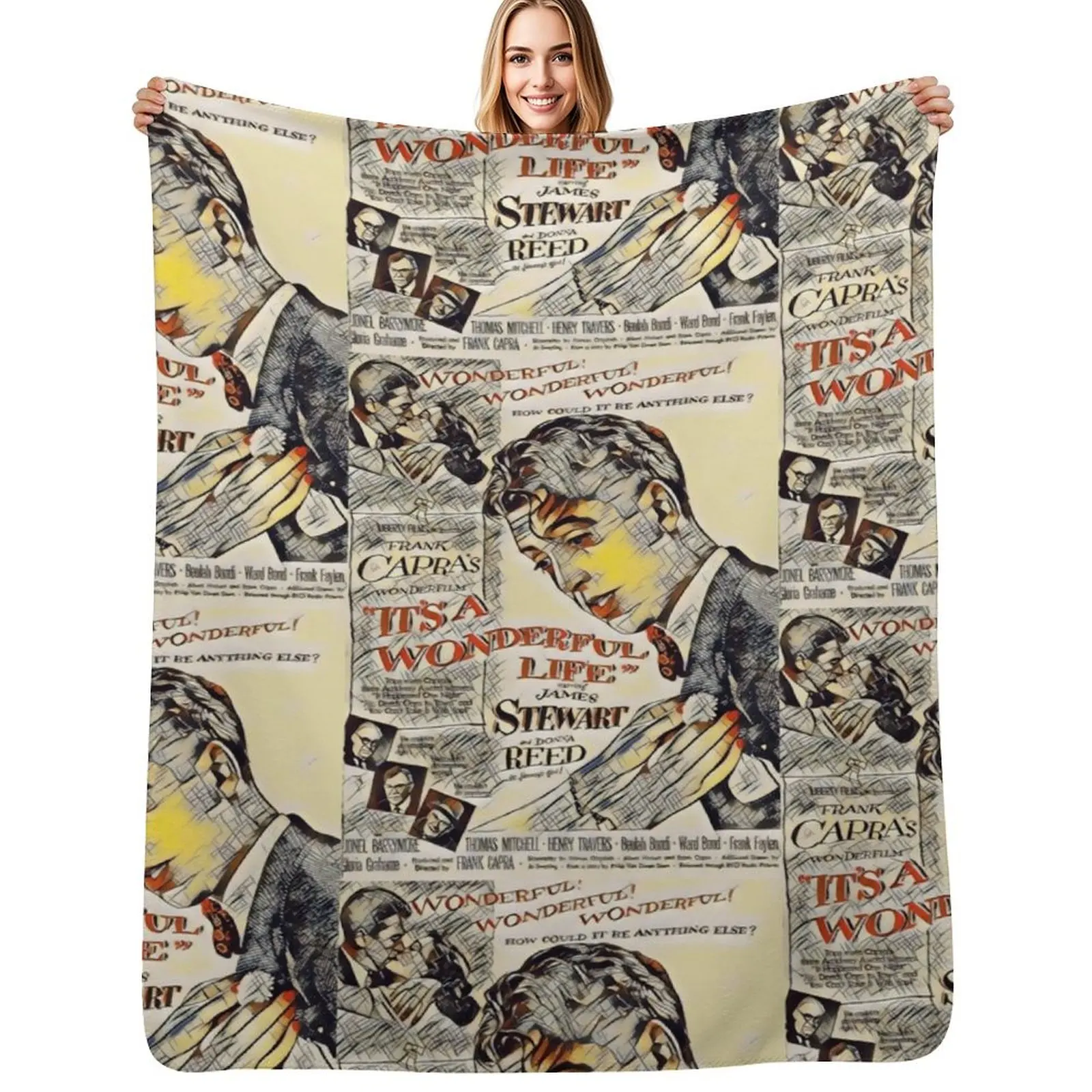It's a Wonderful Life Movie Poster Throw Blanket Long Lasting Soft Plush Blanket for Daily Use