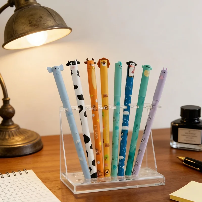 3/6/9 Pack of Erasable Pens with Random Designs of Small Animal Shapes, Colorful Ink Gel Erasable Pens That Write Smoothly Without Jamming or Running Out of Ink, Great Gifts for Christmas and Halloween