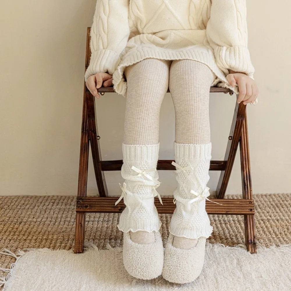 New Solid Color Leg Warmers Thickened Lolita Mid-Calf Sock Knitted Harajuku Pile Sock Gift
