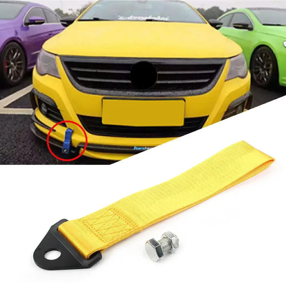 

Automobiles JDM High Strength Racing Tow Strap Belt for Front Rear Bumper Towing Hauling Hook Exterior Parts Accessories Yellow