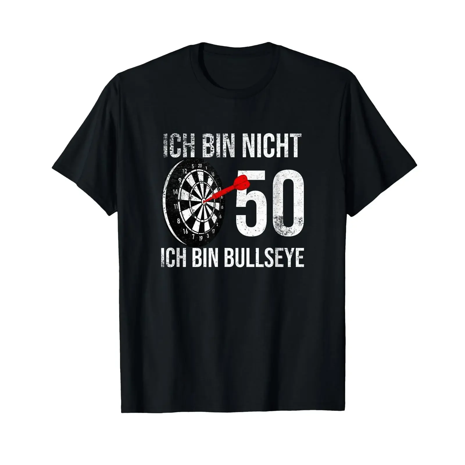 50s Birthday T Shirt with German Text Ich bin nicht 50 bullseye black vintage Washed Slightly graphic Stretched homme Soft