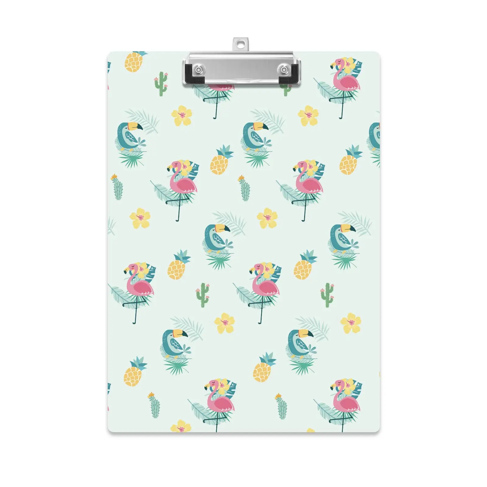 Toucans-Presse-papiers en acrylique avec clip à profil bas, planches à clipser mignonnes, taille de lettre A4 standard pour les cours de réunion de