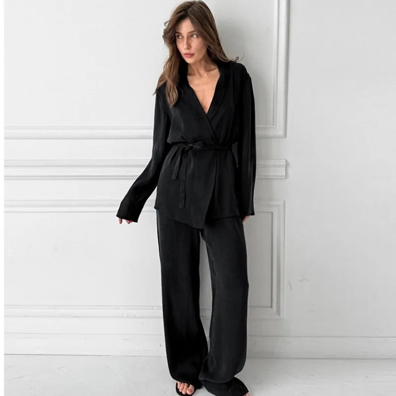 

New Trendy Spring Autumn Winter Women's Fashionable Loungewear Set Long Sleeve Jacket Trousers Cozy Comfort Outerwear L Size