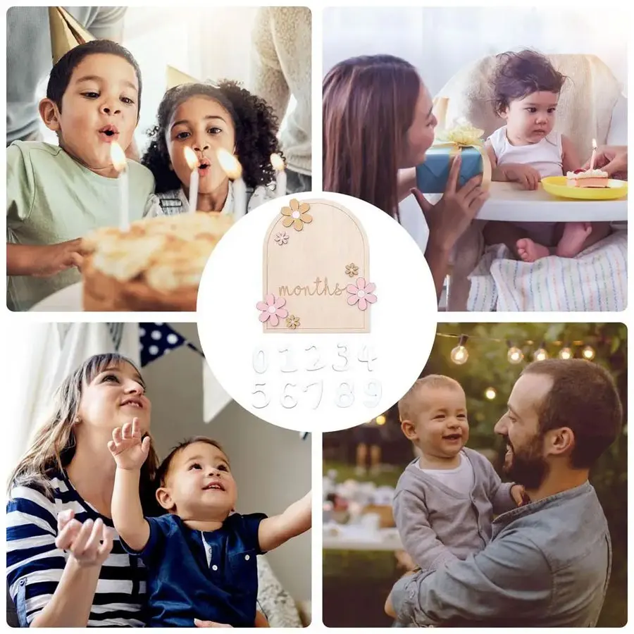 الوليد فتاة صبي خشبية التصوير الدعامة شهر تذكارية لطيف ديزي نمط صور بمناسبة معالم الطفل الشهرية #6