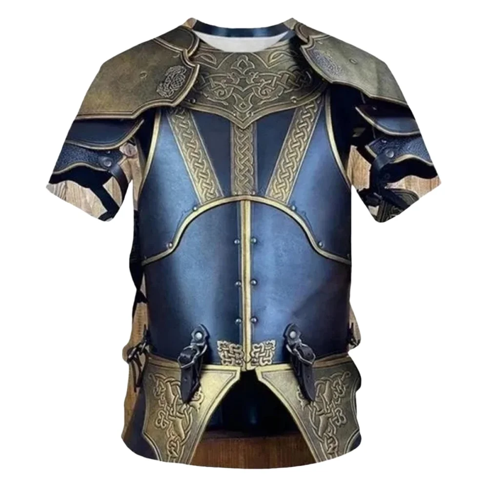 

Средневековая доспехи, футболка для косплея, летняя уличная одежда с 3D принтом, футболка с короткими рукавами, модные удобные футболки для детей