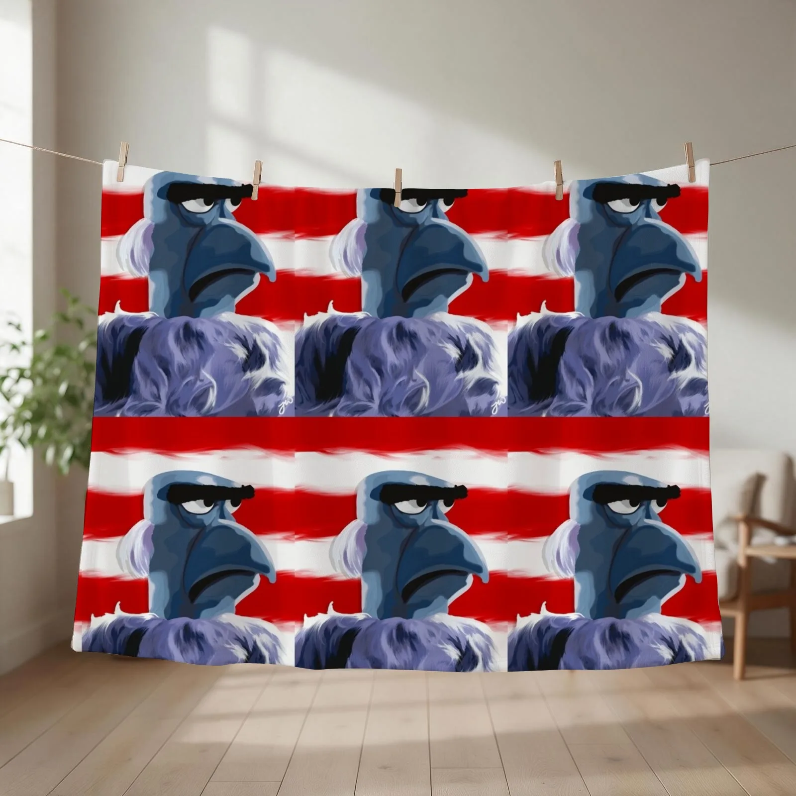 Sam Eagle Portrait Painting (version 1/2) Throw Blanket couch cozy soft plush fuzzy picnic outdoor blanket