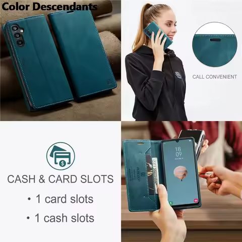 Magnetic Leather Case For Samsung Galaxy S24 S23 S22 S21 Ultra S20 FE S10 Plus Note 20 A15 A54 A34 A24 A14 Wallet Card Cover Bag