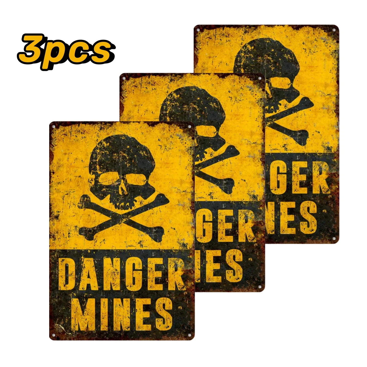 3pcs Warning Tin Sign, 