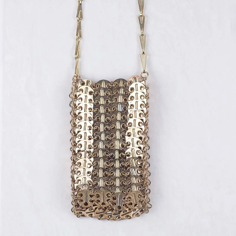 New Design Silver Gold Metal Sequins Chain Woven Bag Women Hollow Evening Bags Clutch Luxury Wedding Shoulder Crossbody Bag