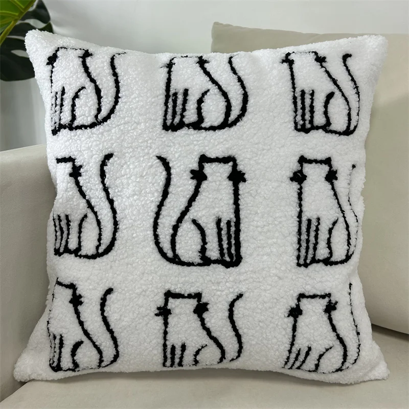 European Style Embroidery Cushion Cover Square Cat Pillow Cover Decor Throw Pillowcase From Factory
