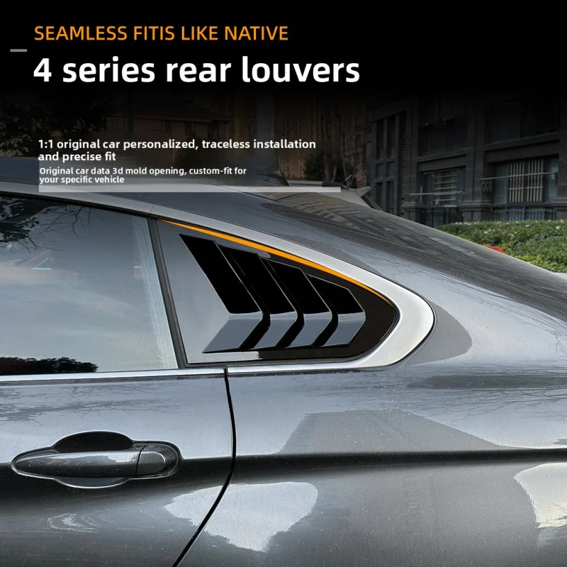 

Спортивные накладки-жалюзи на задние боковые окна для BMW 4 серии F36 2014-2020: наклейки-шторки для окон автомобиля, внешний тюнинг