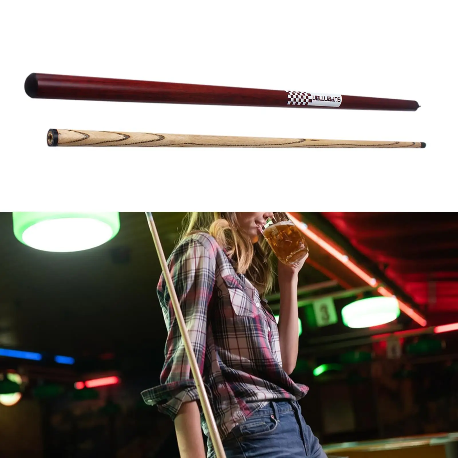 

Jump Break Cue Wooden Billiard Cue Hardwood Ash and Purpleheart Two Section