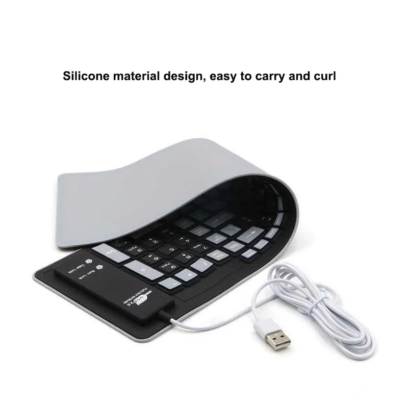 Flexible Computer Keyboard Silicone Mute USB Wired Waterproof  Folding Spanish Arabic Keyboard For Laptop PC Desktop Windows