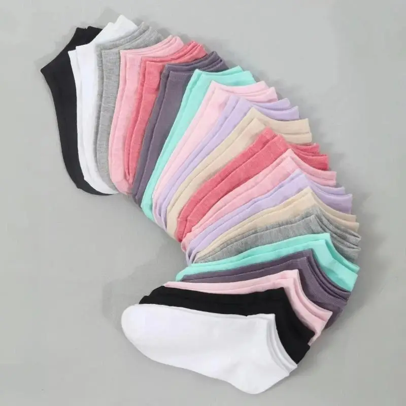 5/10 Pairs Women Men Family: Matching Short Socks Color Series European American Trends Mid-calf