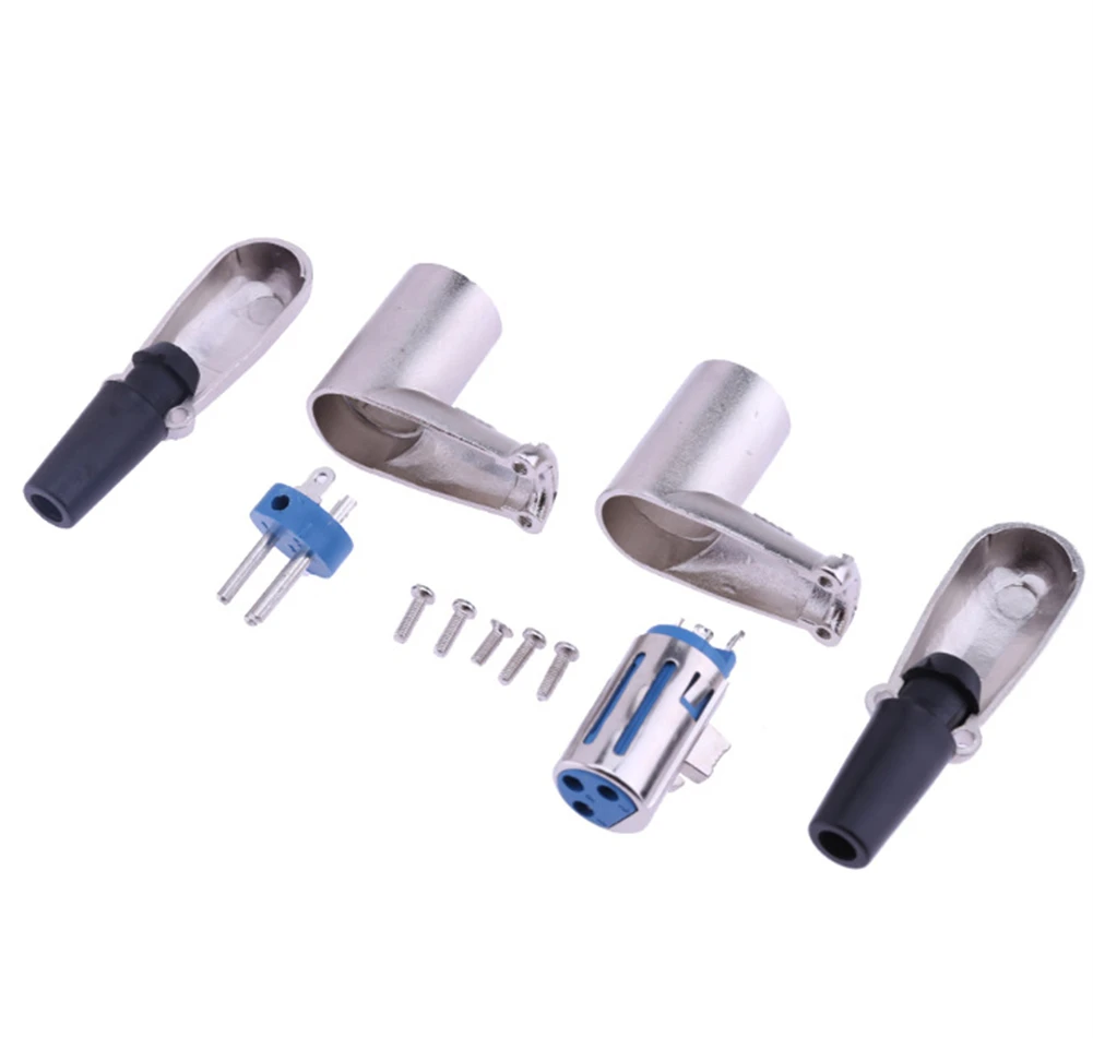 3 ขั้วมุมขวา XLR Connector ชายหญิง 3 พินไมโครโฟนปลั๊กสายสัญญาณเสียง Multi-Directional Connector Adapter