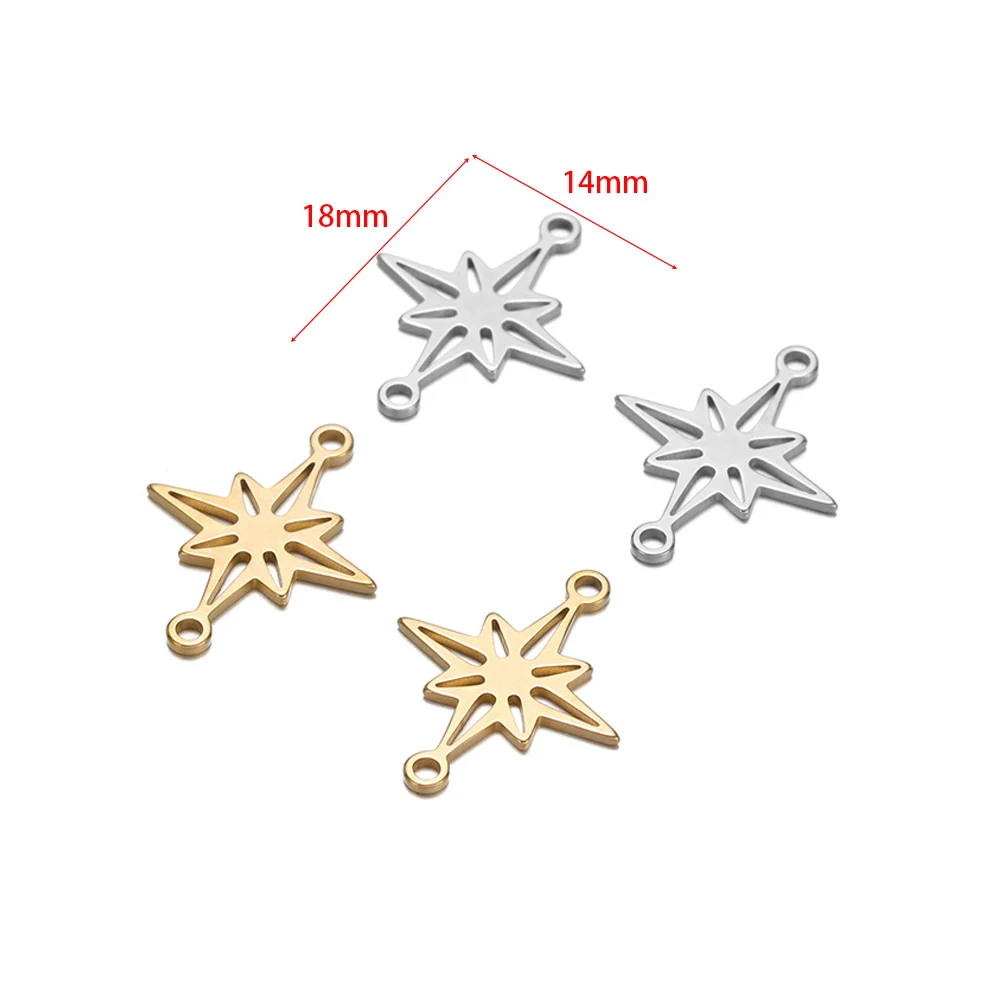 20Pcs Stainless Steel Star Charms Christmas Snowflake Pendants for DIY Delicate Jewelry Bracelets Findings Necklaces Supplies view 3