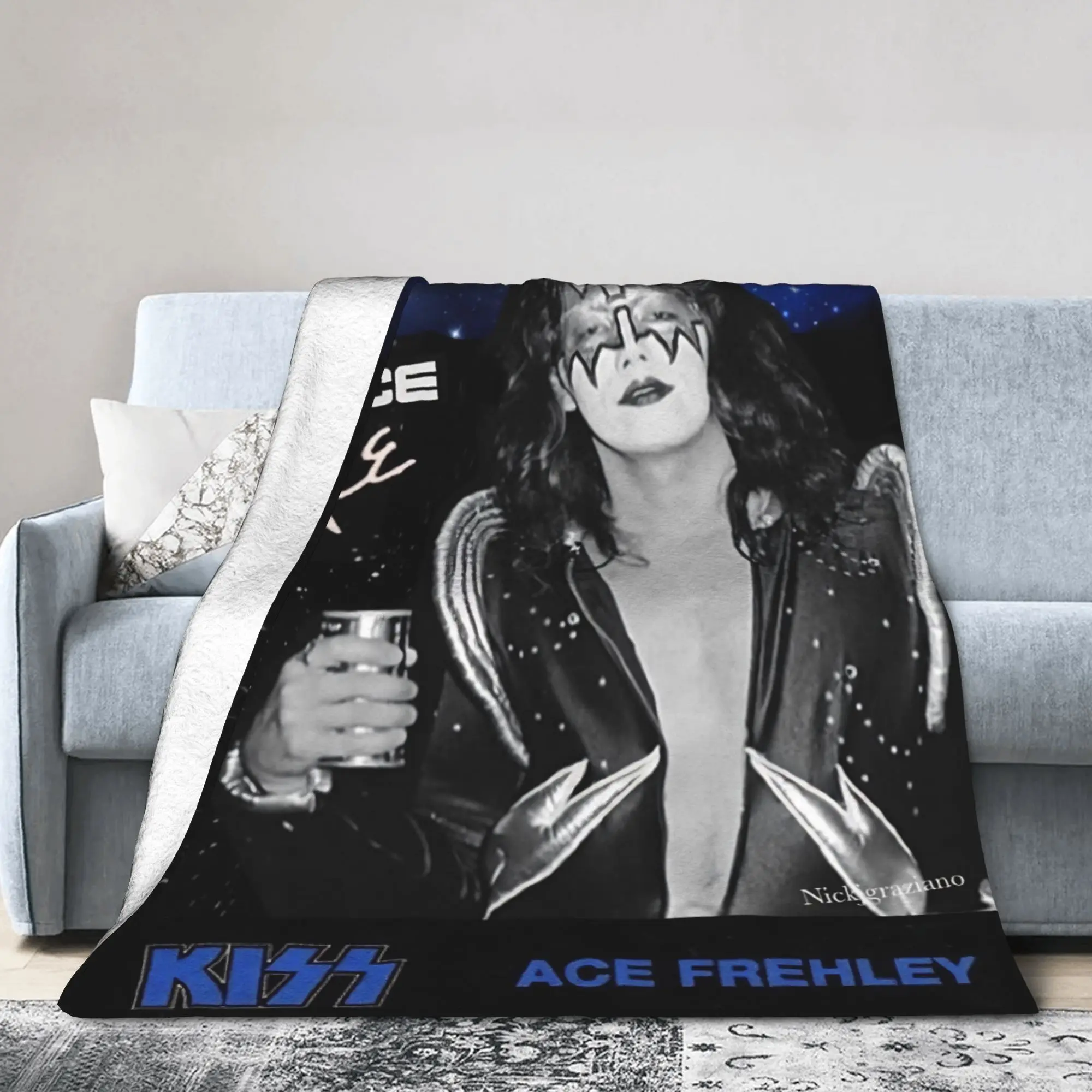 Ace Frehley The Spaceman 1951-2025 Blankets Lightweight Thin Coral Fleece Plush Cute Gifts Kiss Band Throw Blanket Quilt