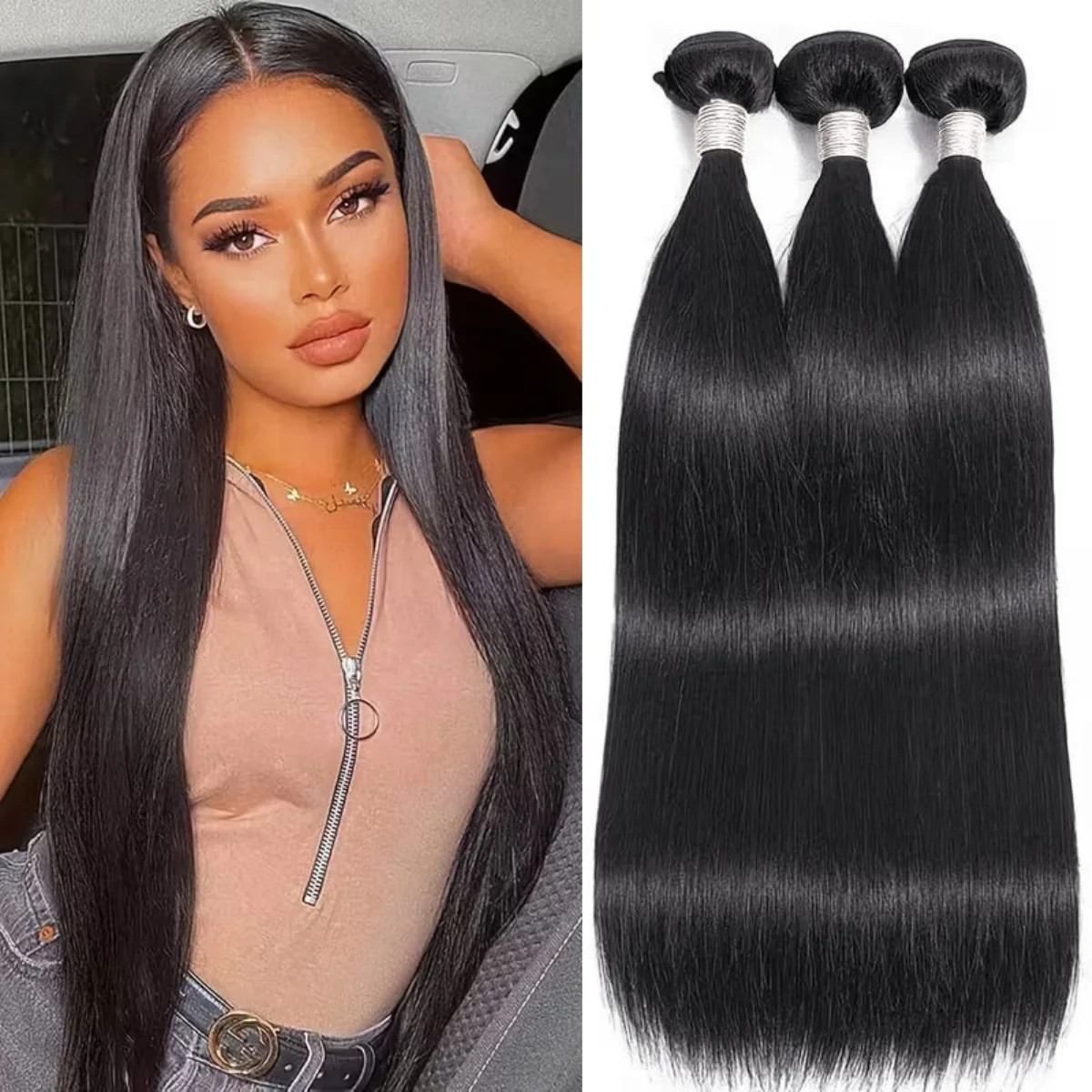 

Прямые пучки человеческих волос, 100% наращивание человеческих волос, натуральные черные бразильские пучки волос, 1/3/4 шт., пучки 95 грамм