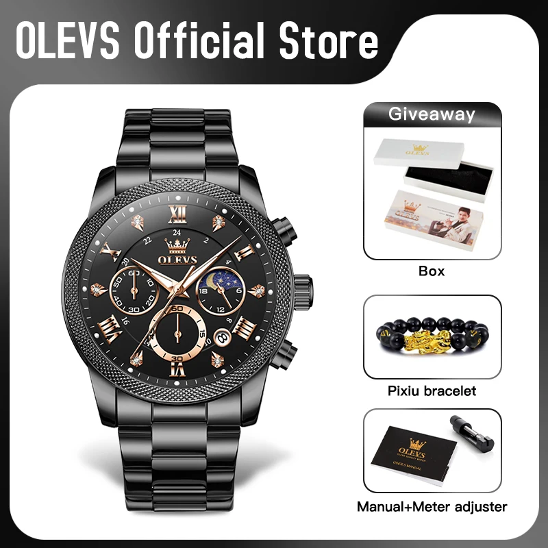 OLEVS 3660 Mens Watch Business Simply Original Quartz Watch Waterproof Luminous Watch For Man Multifunctional Chronograph Reloj