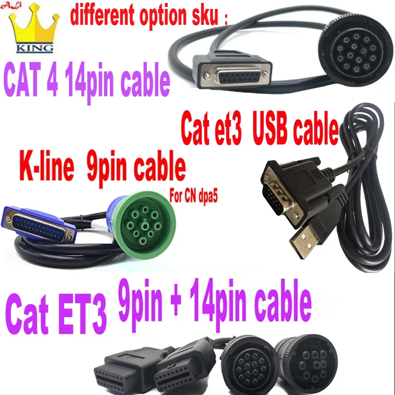 9pin and 14pin OBD2 usb K line Cable for Heavy Duty Truck DPA5 Connector J1939 CAT ET3 Adapter 317-7485 (457-6114) car accessory